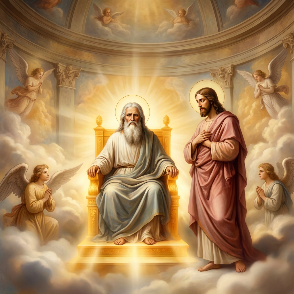 God and Jesus in heavenly throne room